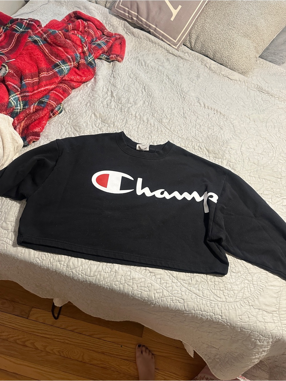 Champion Kids Black Cropped Logo Sweatshirt